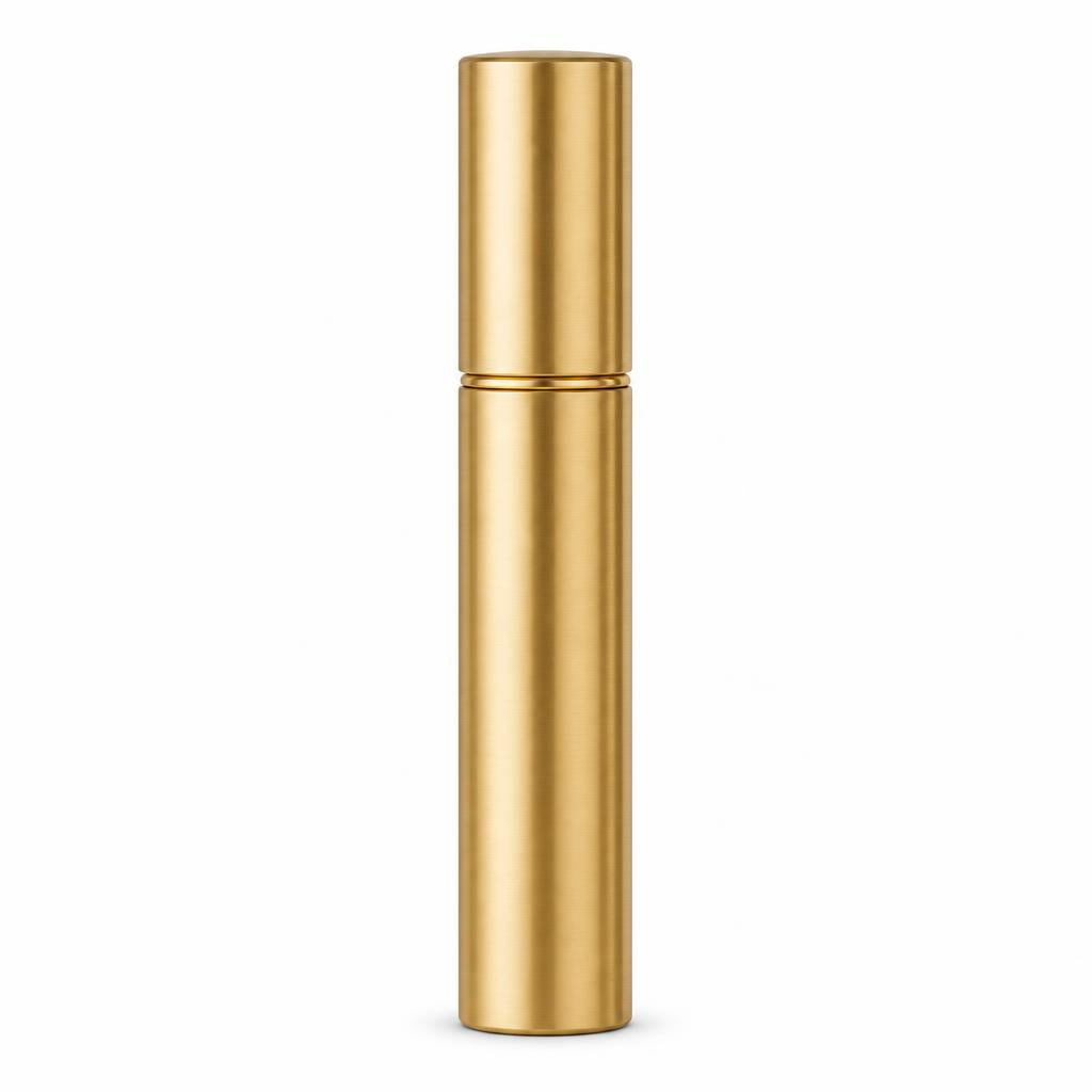 Brushed gold refillable travel atomiser upright