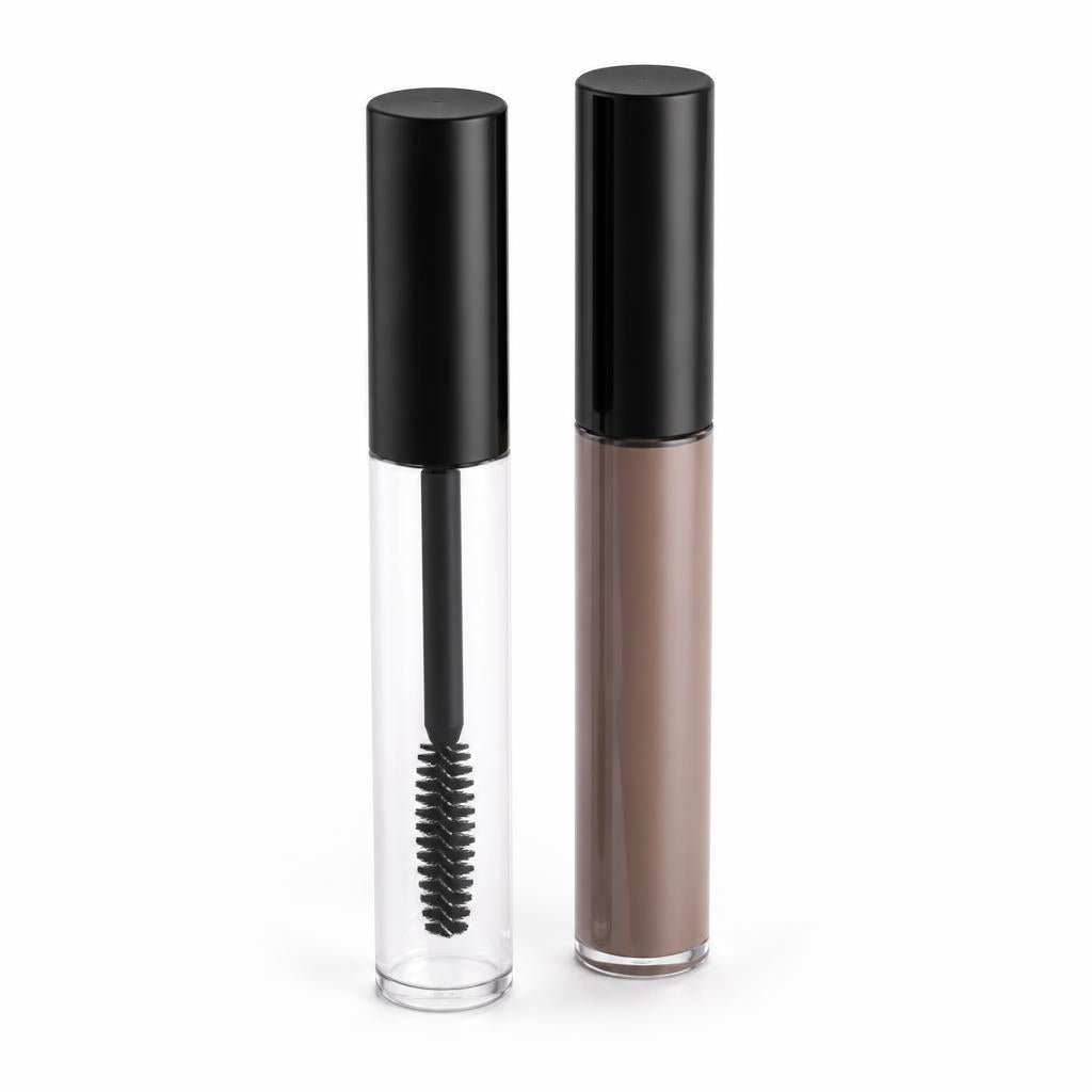 Clear and tinted brow gel tubes side by side