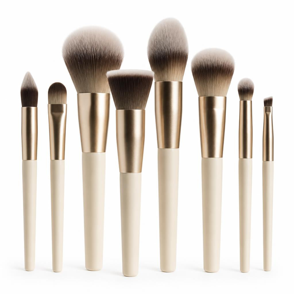 Makeup brushes standing upright