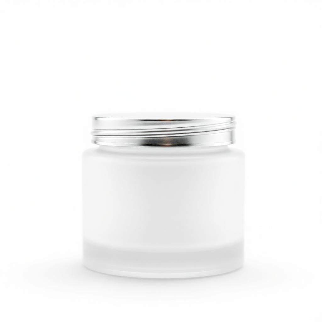 Frosted glass jar of clay face mask