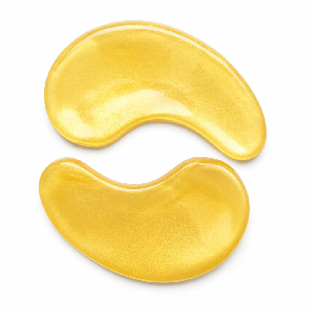 Pair of gold hydrogel under-eye patches macro