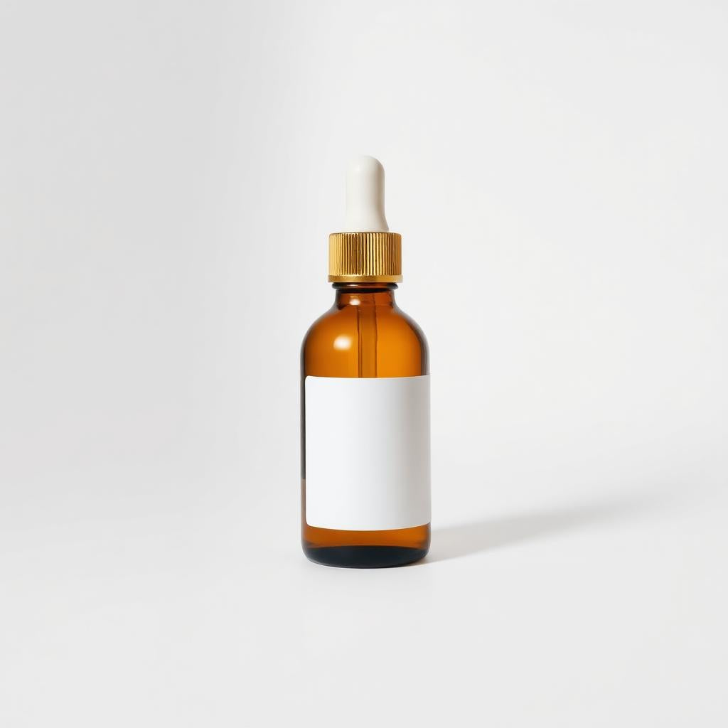 Amber glass dropper bottle of facial oil