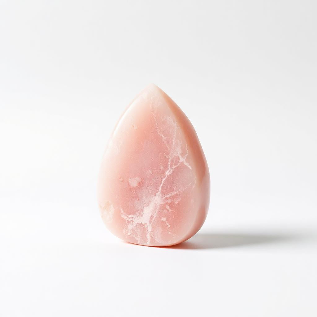 Rose quartz gua sha stone standing at an angle