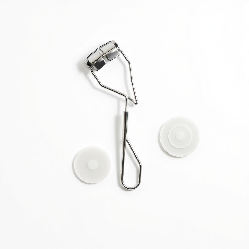 Eyelash curler with spare silicone pads