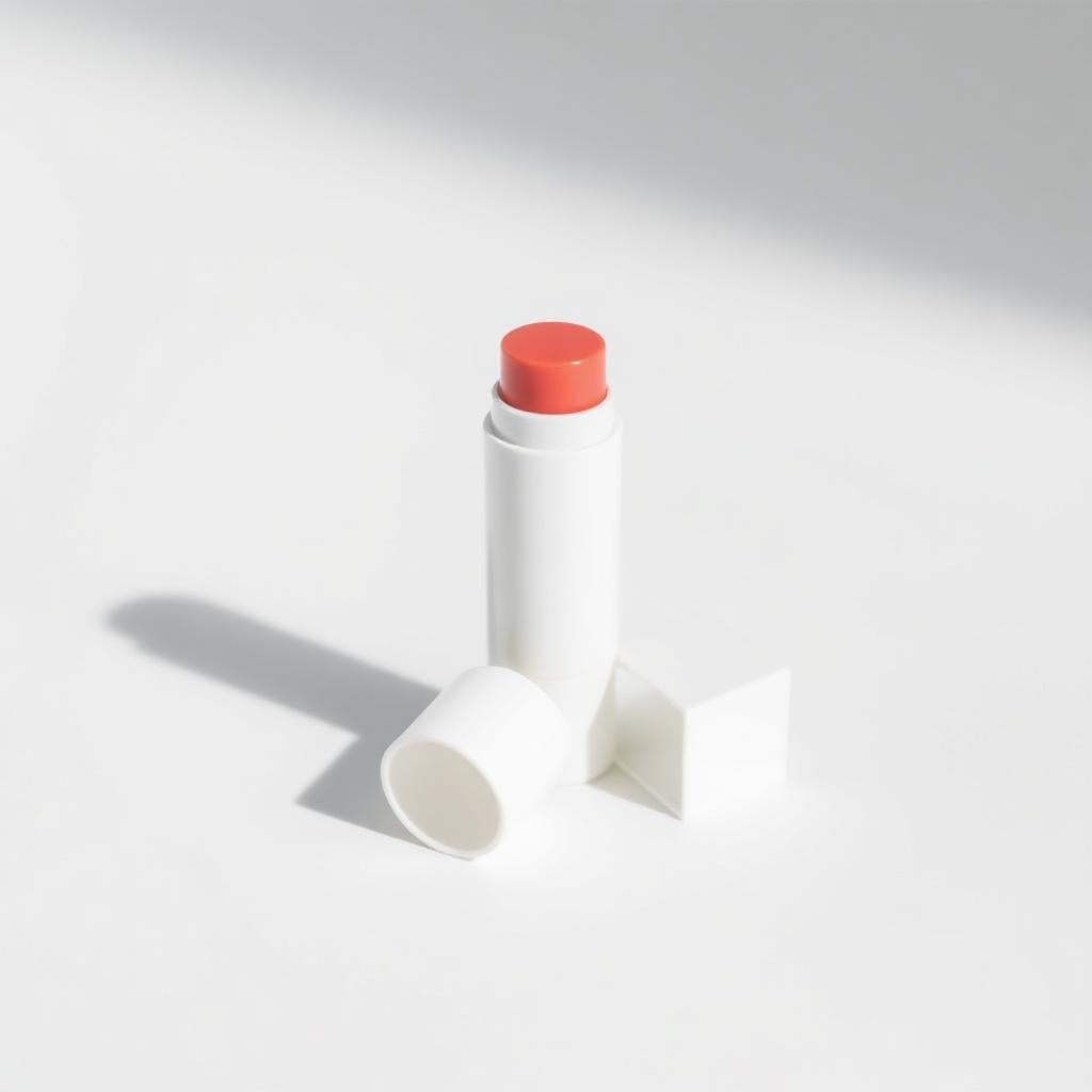 Open tinted lip balm stick close up