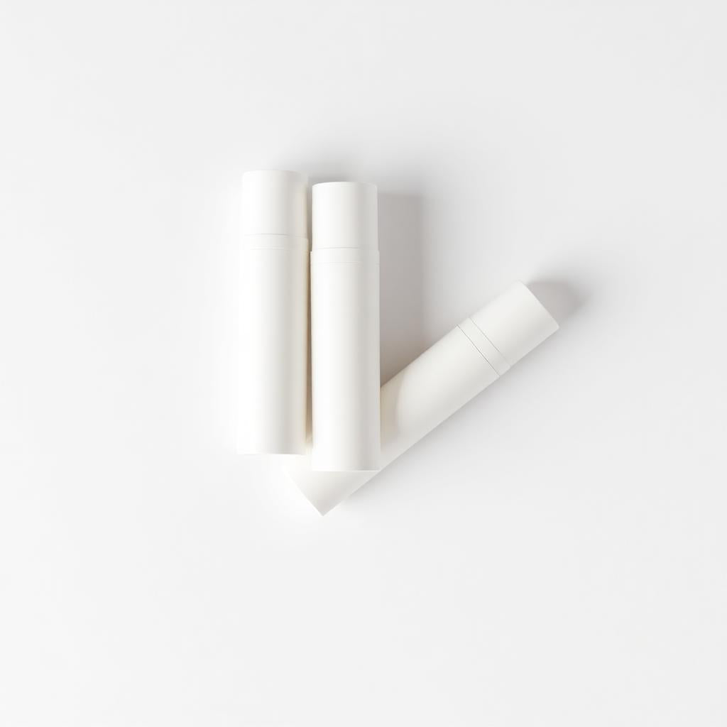 Flat lay of three lip balm tubes