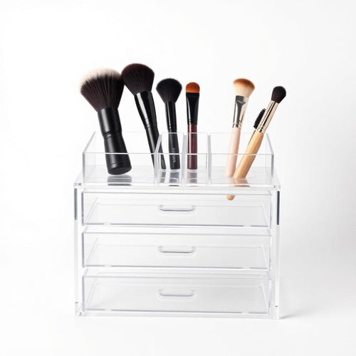 Clear acrylic makeup organizer with drawers