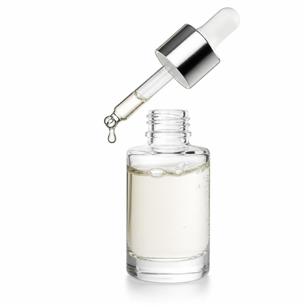 Serum bottle with dropper and droplet