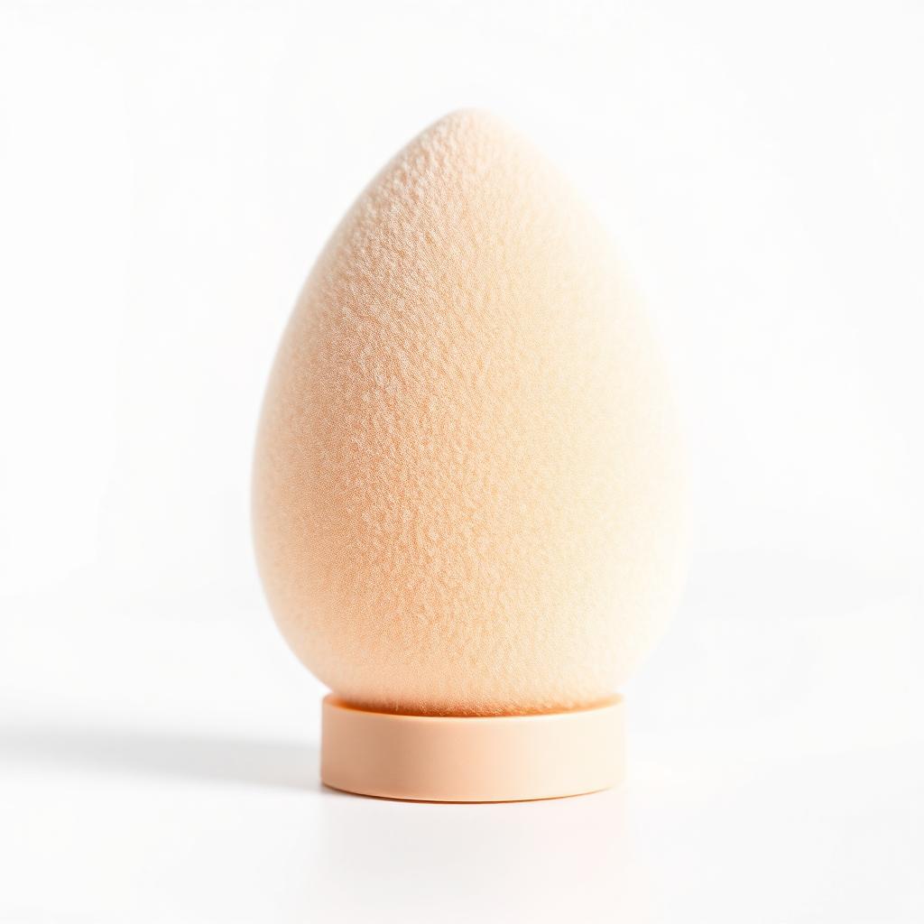 Close up of a single makeup blending sponge